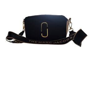 Marc Jacobs Black Crossbody Camera Bag with Gold Hardware